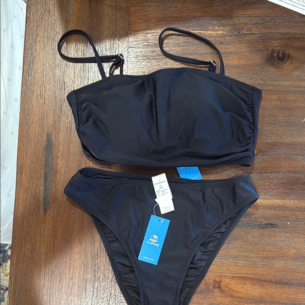 Cupshe Black Classic Bikini Set